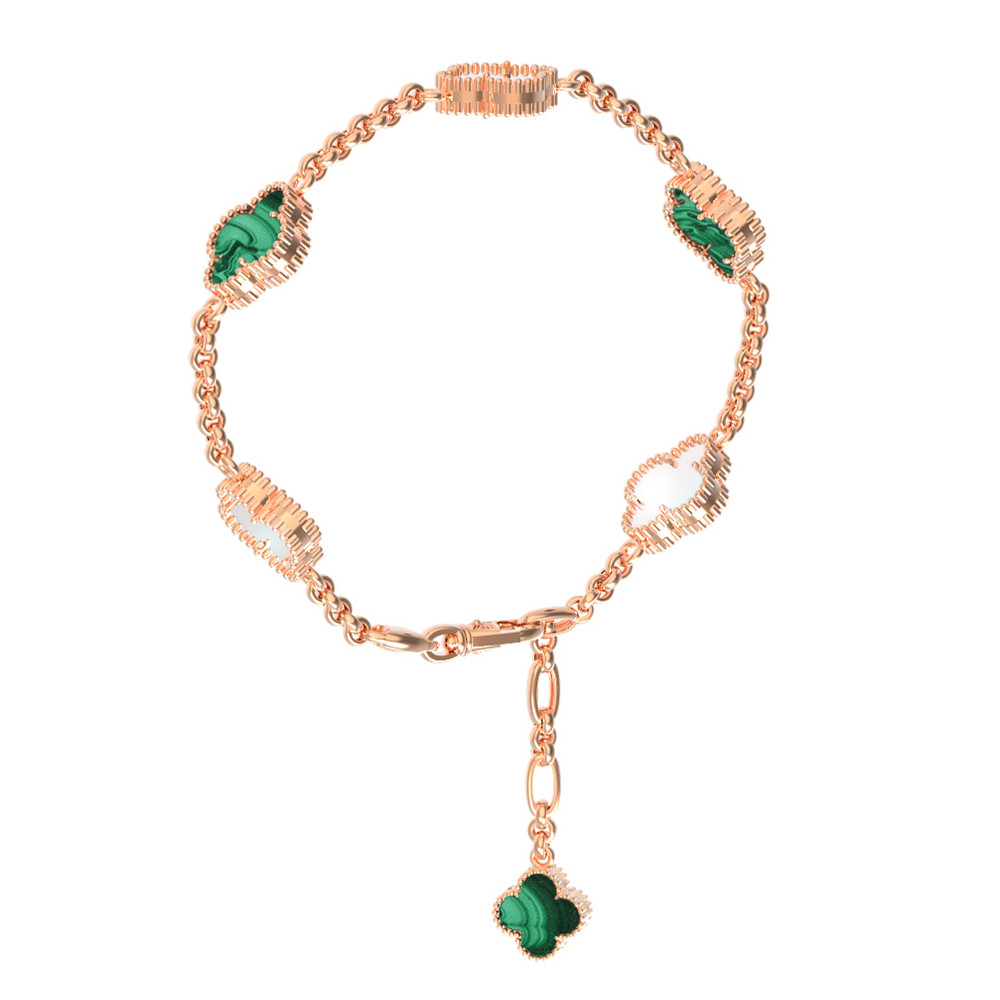 Браслет из золота c малахитом и перламутром