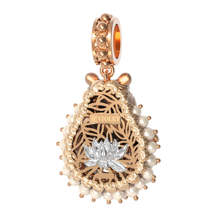 Подвеска из золота c эмаль и жемчугом