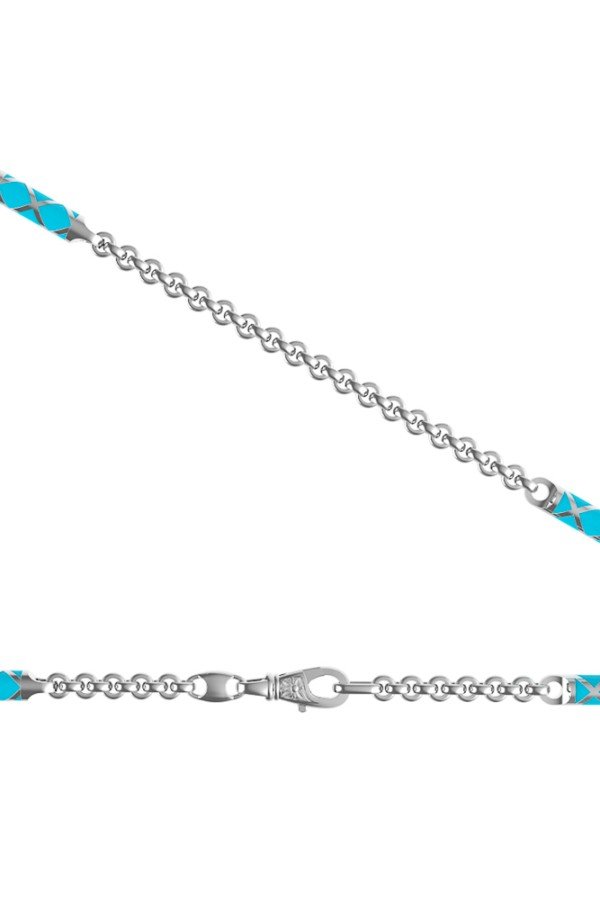 Цепь из белого золота c эмаль