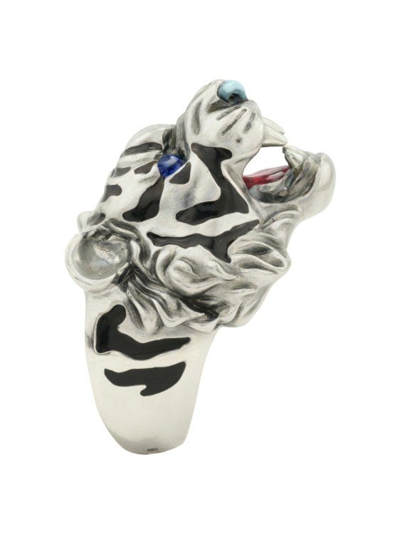 Кольцо из белого золота c эмаль