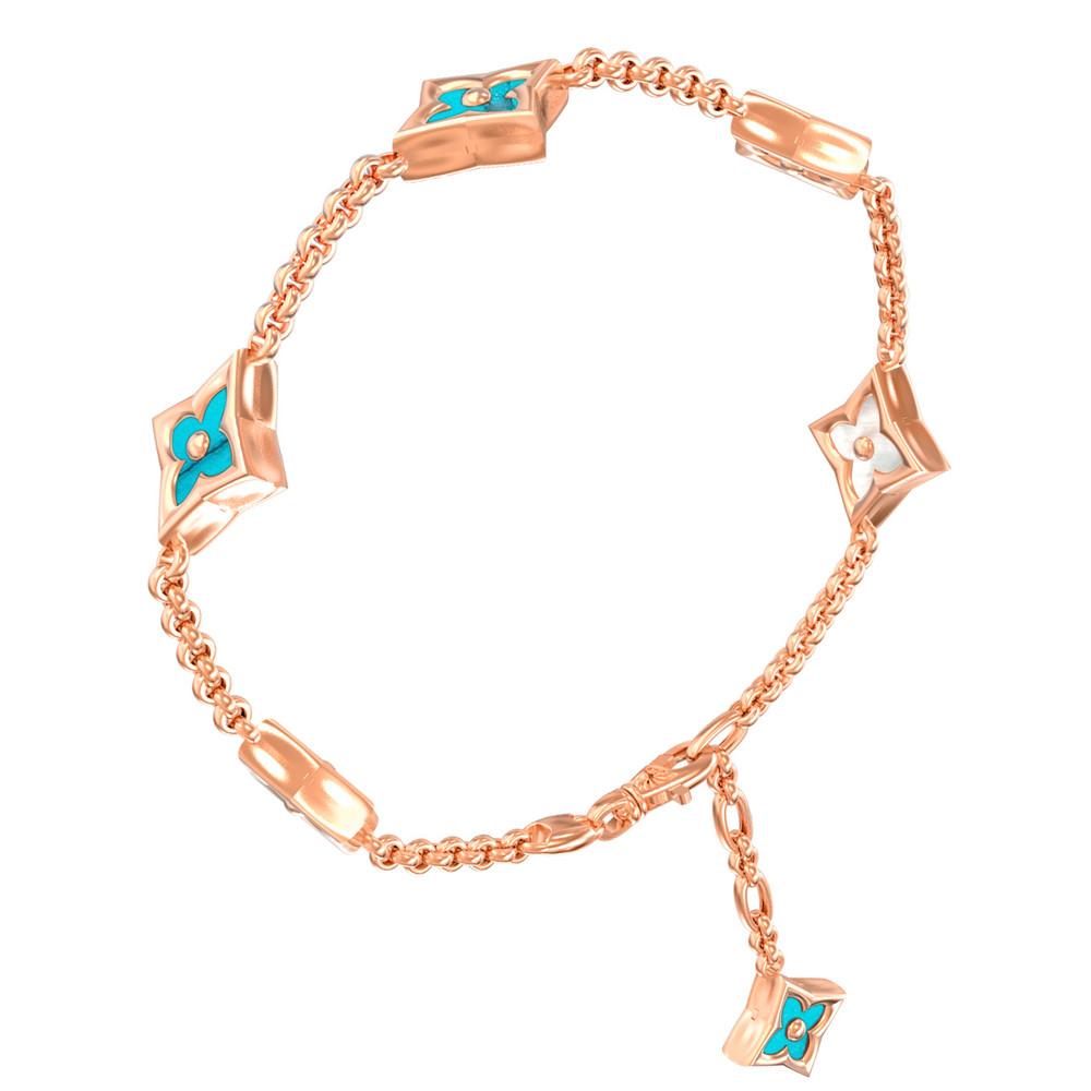 Браслет из золота c бирюзой и перламутром