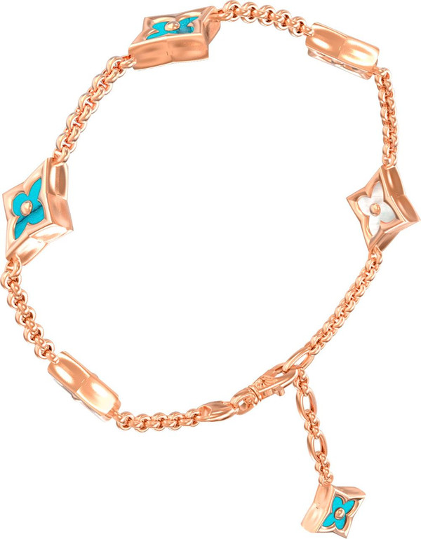 Браслет из золота c бирюзой и перламутром