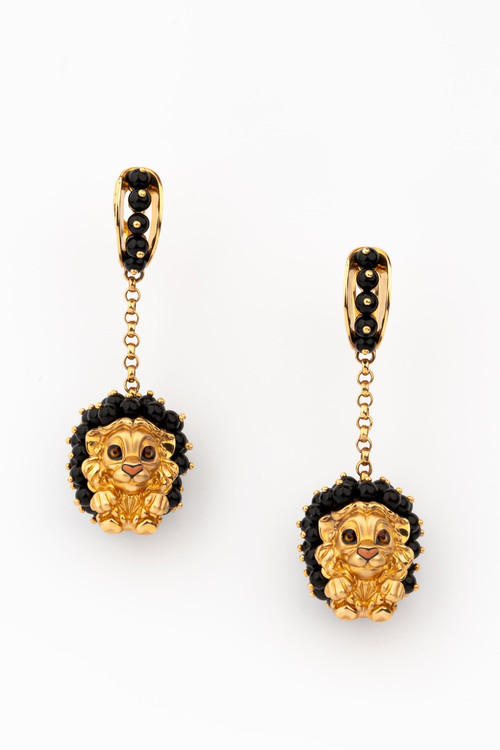 Серьги из золота c эмаль и ониксом