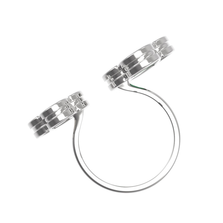 Кольцо из белого золота c ониксом и перламутром