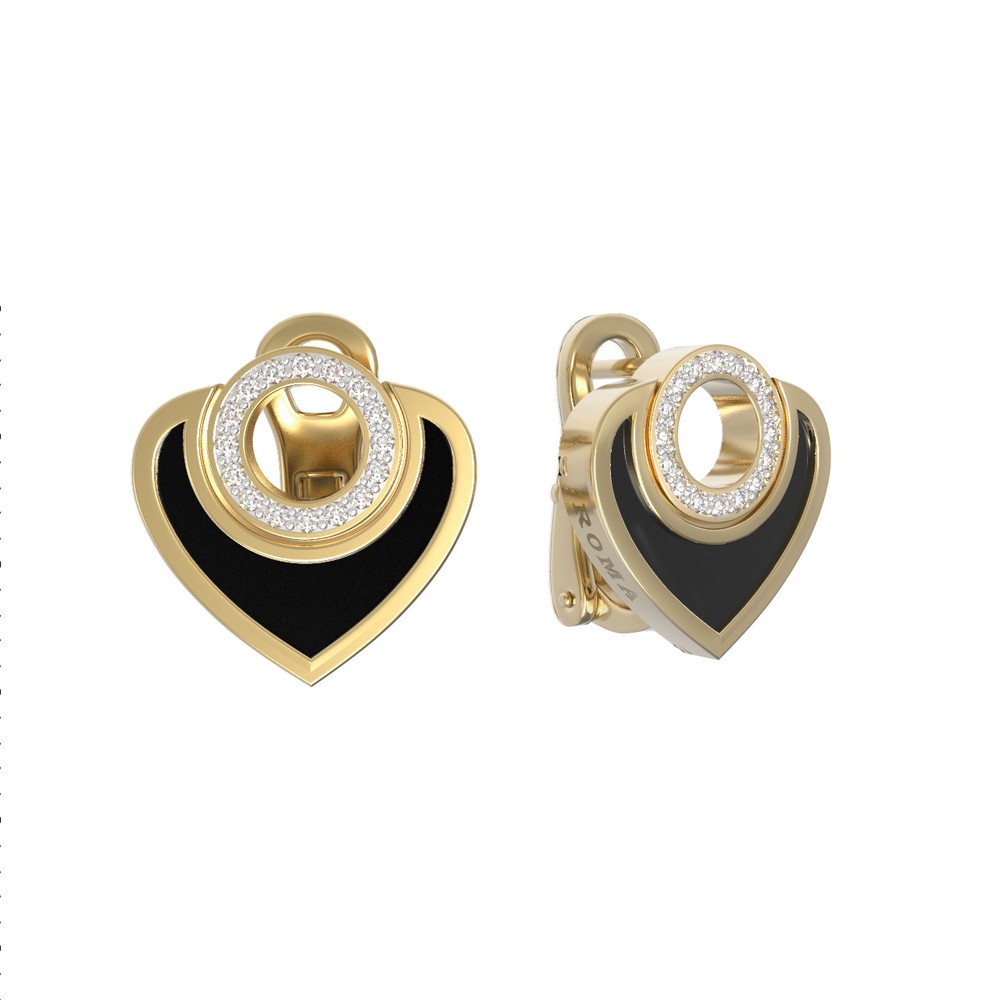 Серьги из лимонного золота c бриллиантами и ониксом