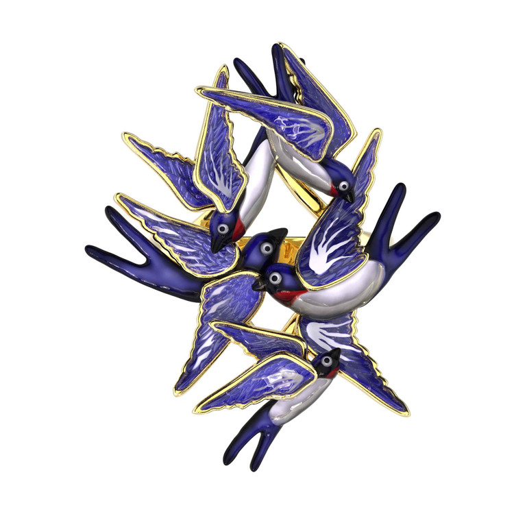 Кольцо из лимонного золота c эмалью