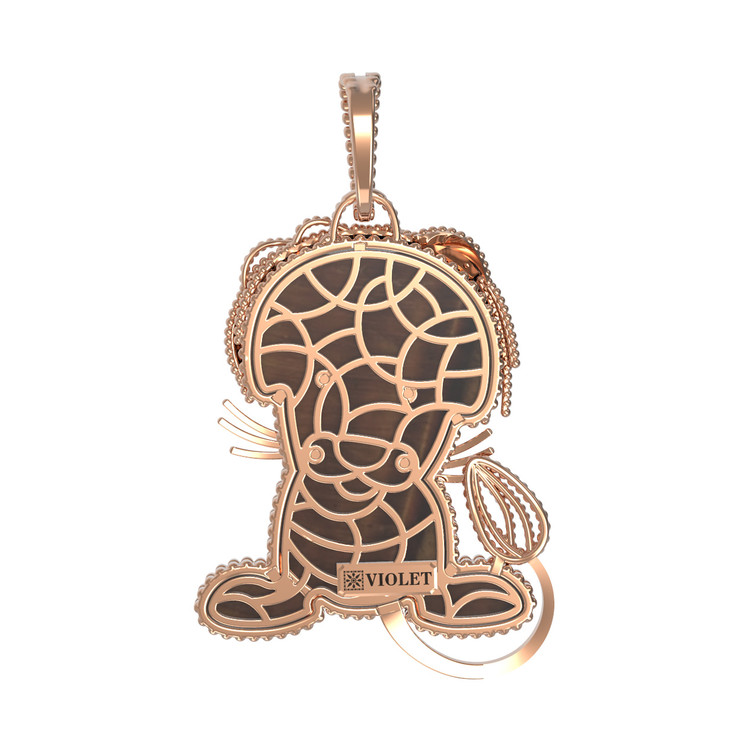 Подвеска из золота c эмаль и тигровым глазом