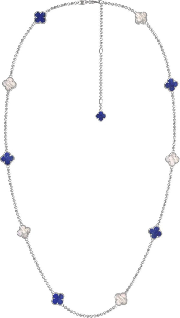 Колье из белого золота c лазуритом и перламутром