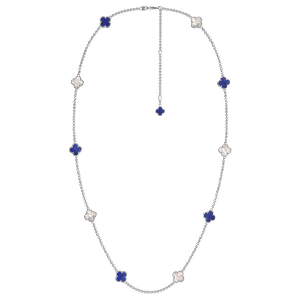 Колье из белого золота c лазуритом и перламутром