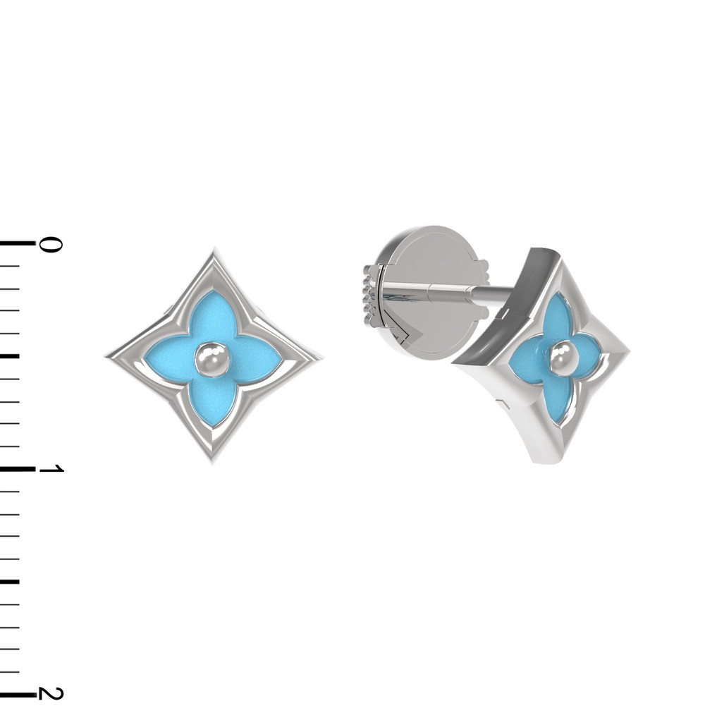 Серьги из белого золота c бирюзой