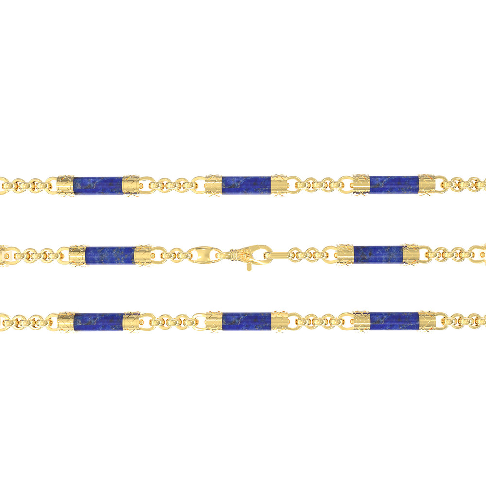 Цепь из лимонного золота c лазуритом