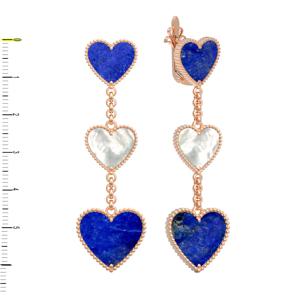 Серьги из золота c лазуритом и перламутром