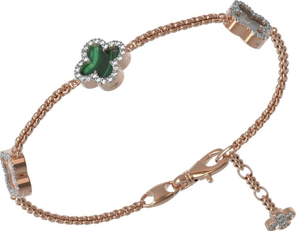 Браслет из золота c бриллиантами, малахитом и перламутром