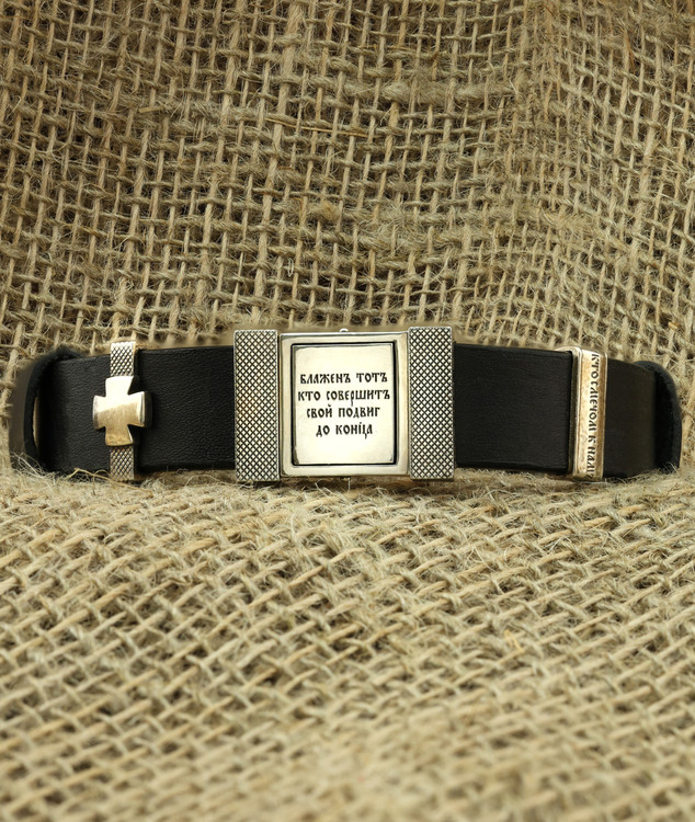 Браслет из серебра и золота c кожаным шнурком