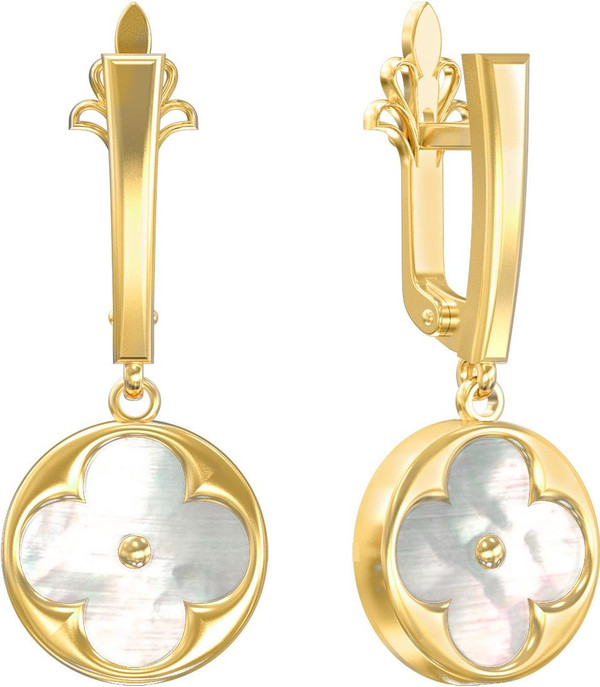 Серьги из лимонного золота c перламутром