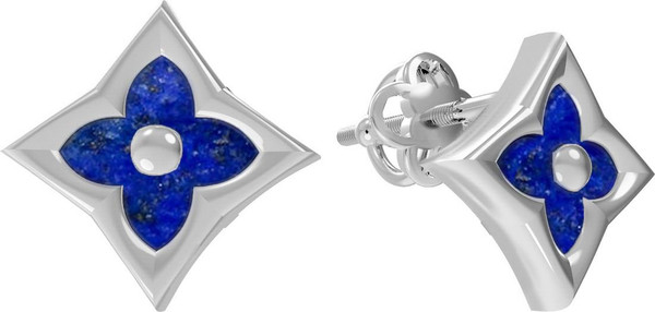 Серьги из белого золота c лазуритом
