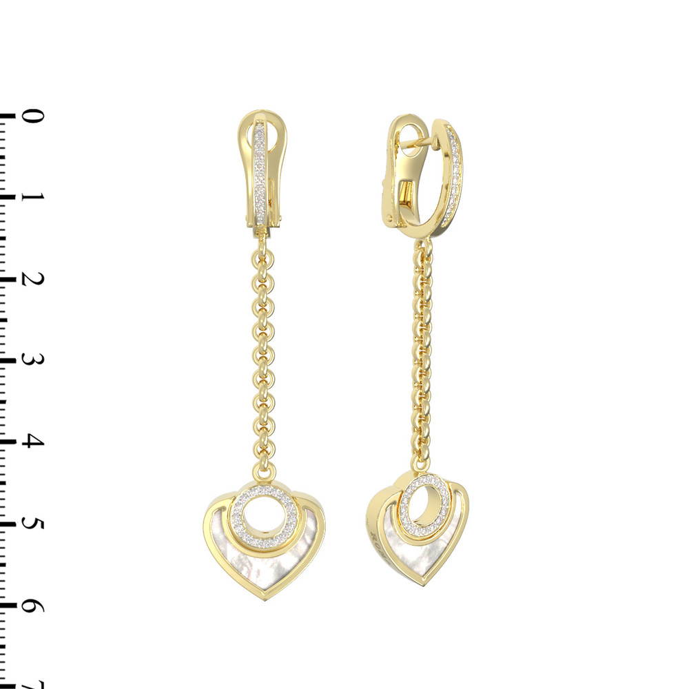 Серьги из лимонного золота c бриллиантами и перламутром