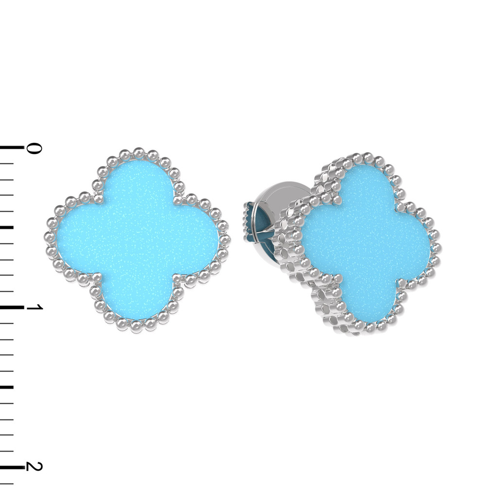 Серьги из белого золота c бирюзой