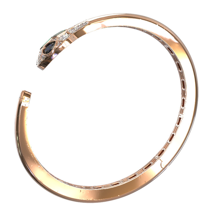 Браслет из золота c бриллиантами, сапфиром и малахитом