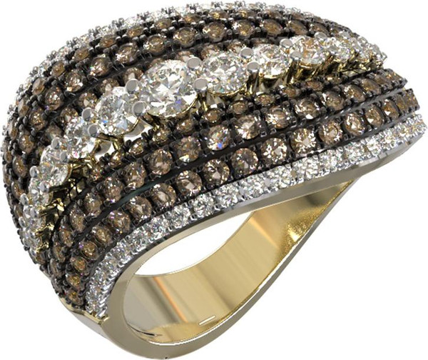 Кольцо из лимонного золота c бриллиантами