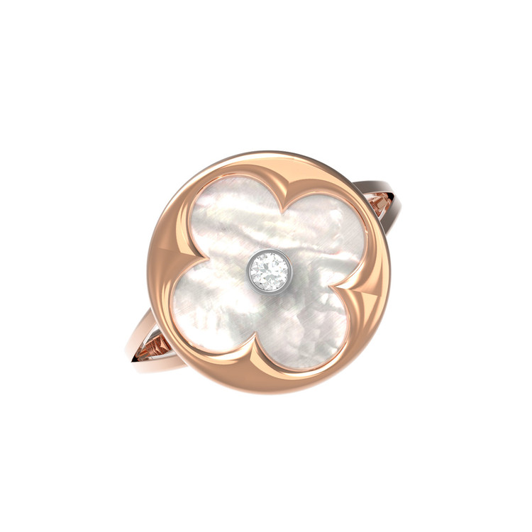 Кольцо из золота c бриллиантами и перламутром