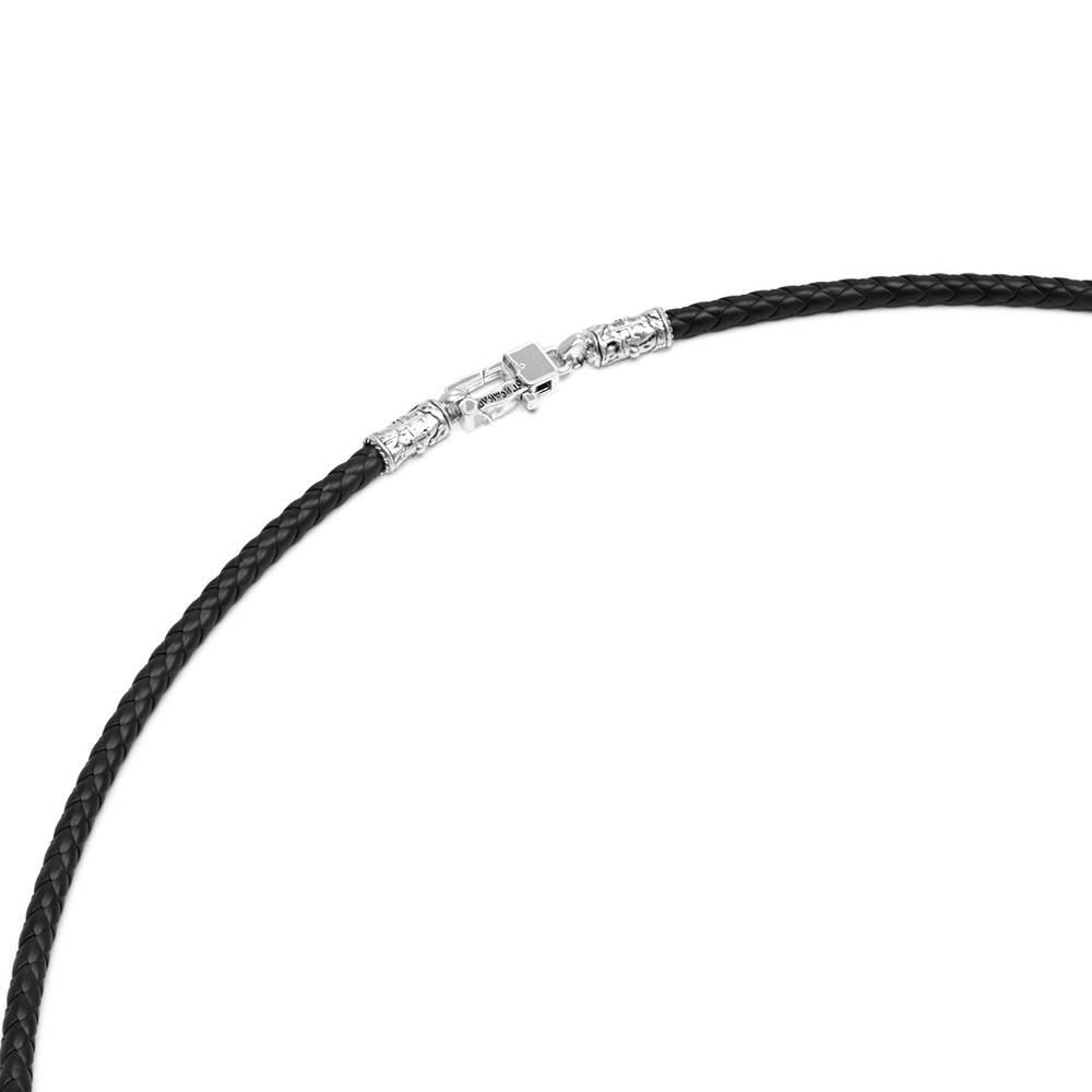 Шнурок кожаный из белого золота c кожаным шнурком