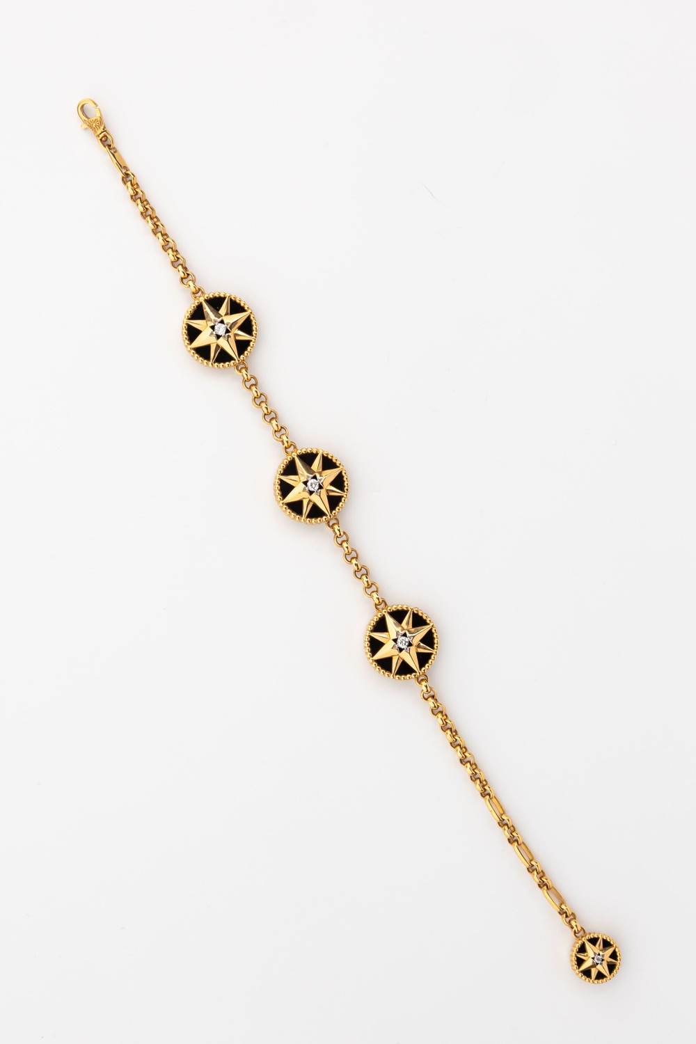 Браслет из золота c фианитом, ониксом и перламутром