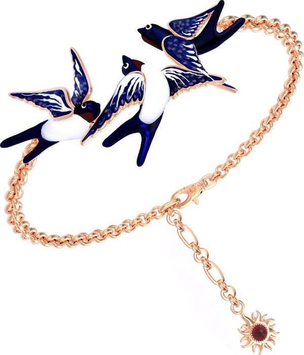 Браслет из золота c эмаль и рубином