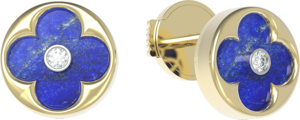 Серьги из лимонного золота c бриллиантами и лазуритом