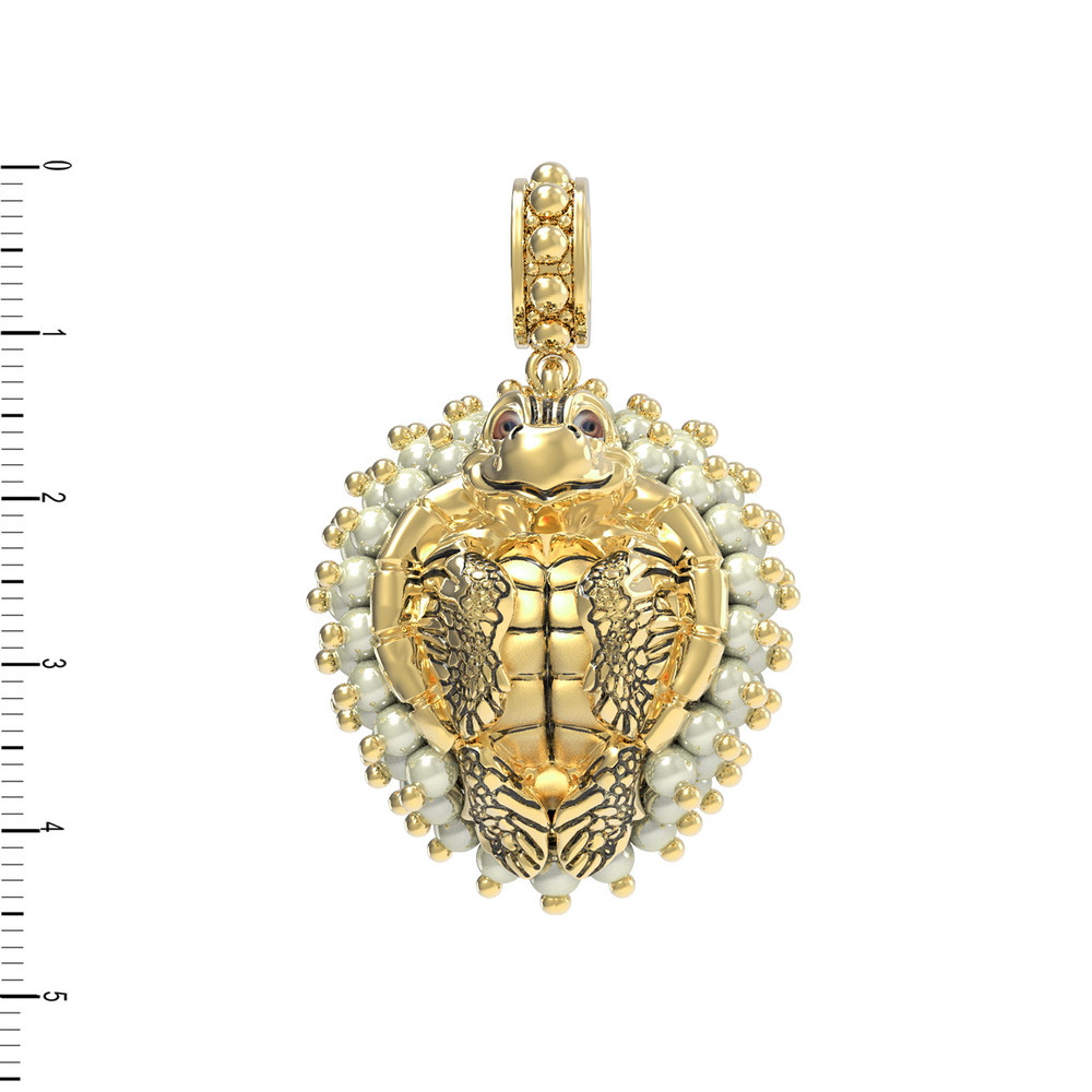 Подвеска из лимонного золота c эмаль и жемчугом