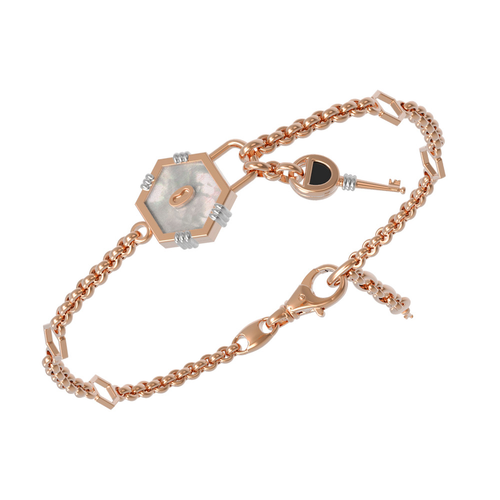 Браслет из золота c ониксом и перламутром