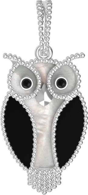 Подвеска из белого золота c эмаль , ониксом и перламутром