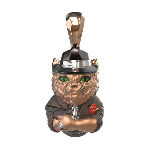 Подвеска из золота c эмалью, бриллиантами и рубином