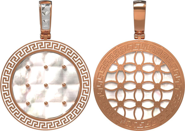 Подвеска из золота c эмалью и перламутром