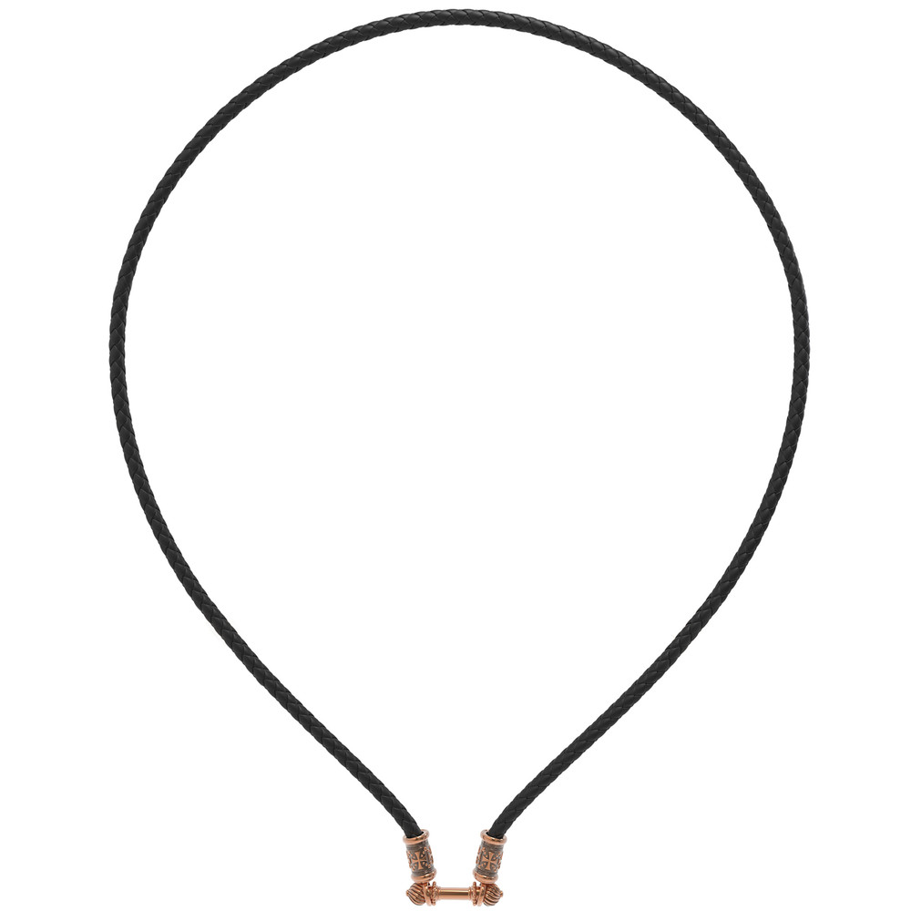 Гайтан из золота c кожаным шнурком