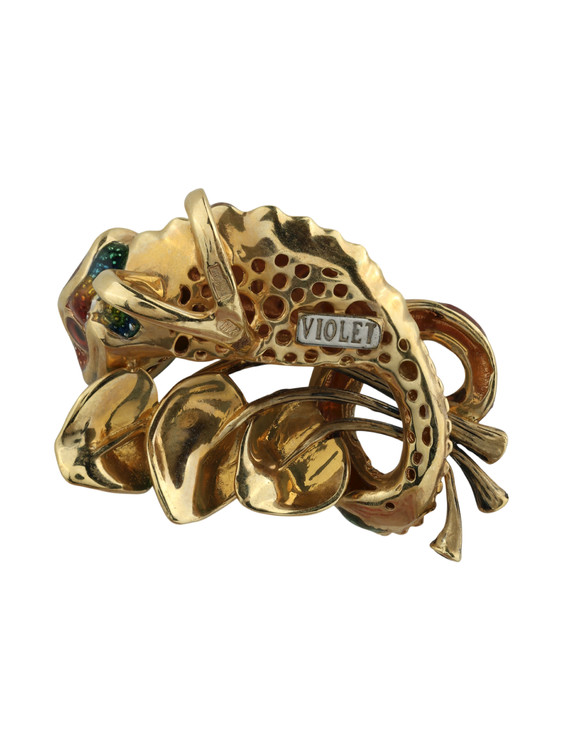 Подвеска из лимонного золота c эмалью и гранатом