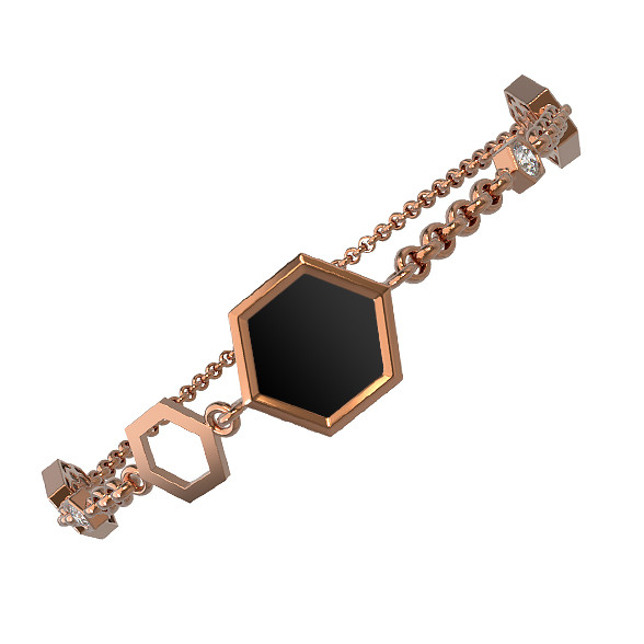 Браслет из золота c бриллиантами, ониксом и перламутром