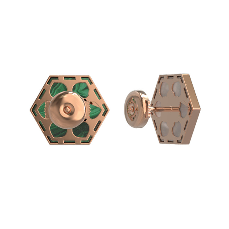 Серьги из золота c малахитом и перламутром