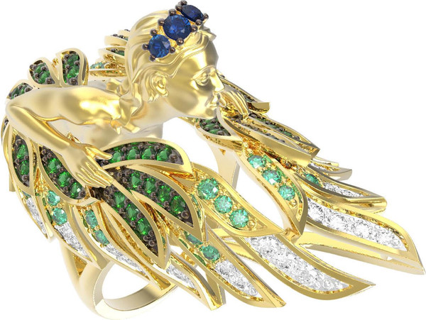 Кольцо из лимонного золота c фианитом