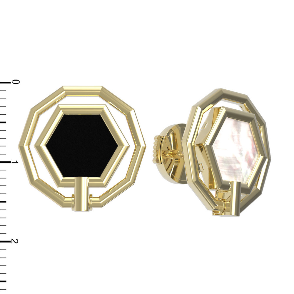 Серьги из лимонного золота c ониксом и перламутром