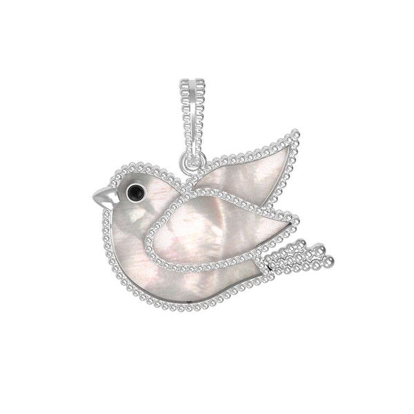 Подвеска из белого золота c эмалью и перламутром