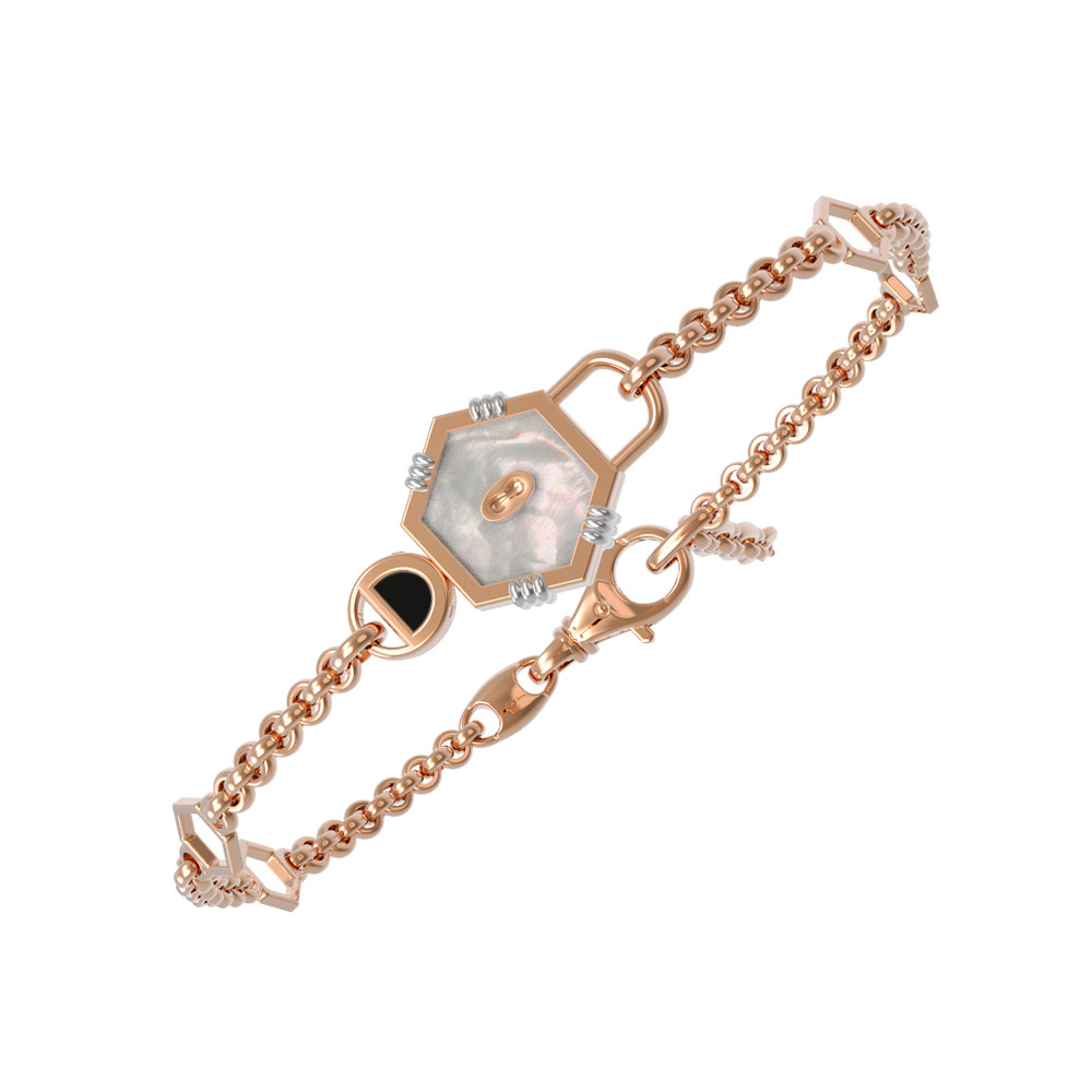 Браслет из золота c ониксом и перламутром