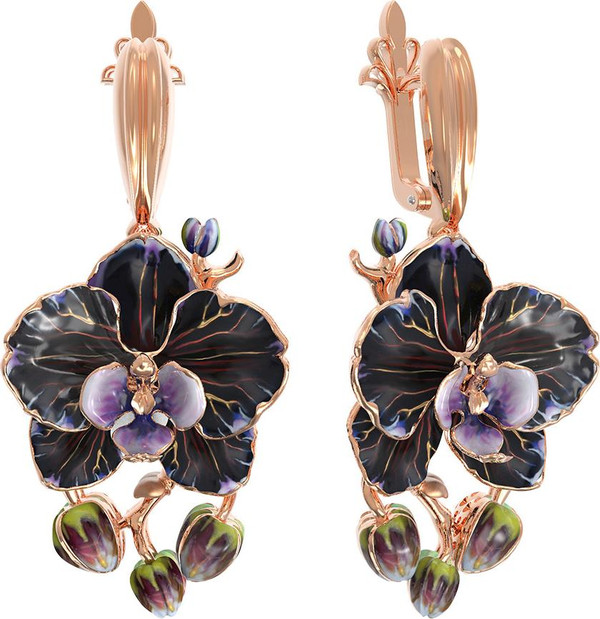 Серьги из золота c эмалью