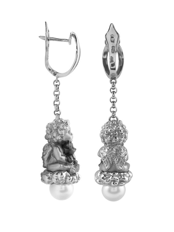 Серьги из белого золота c жемчугом