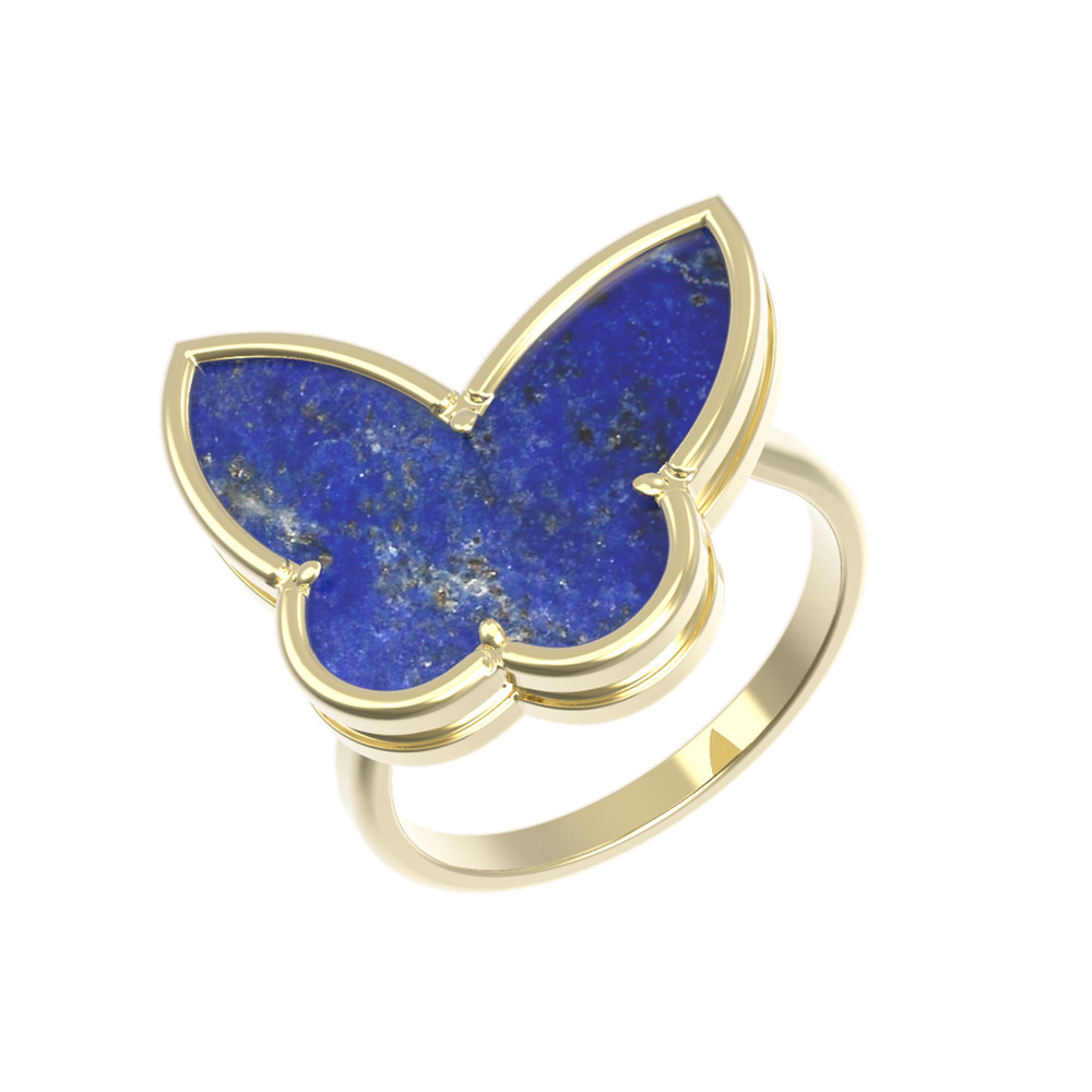 Кольцо из лимонного золота c лазуритом