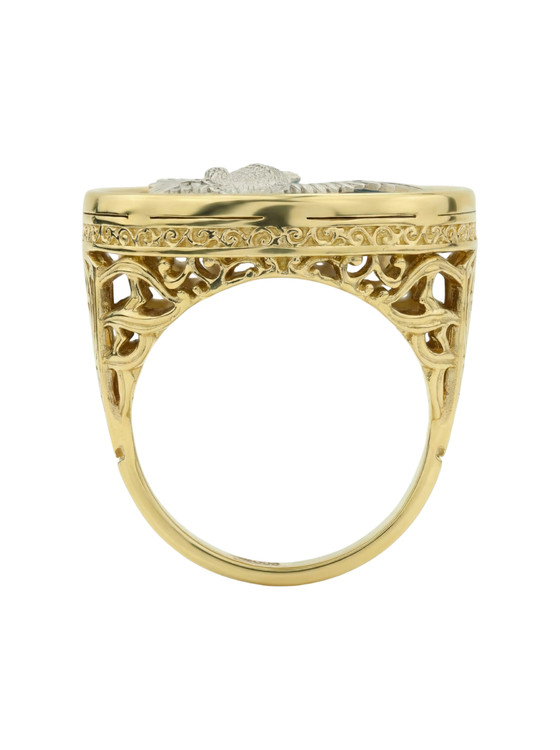 Кольцо из лимонного золота c эмалью