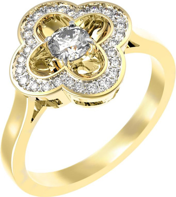 Кольцо из лимонного золота c бриллиантами