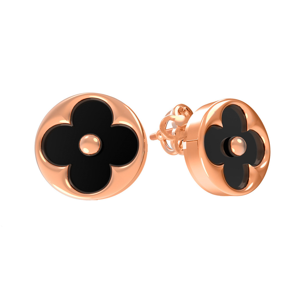 Серьги из золота c ониксом