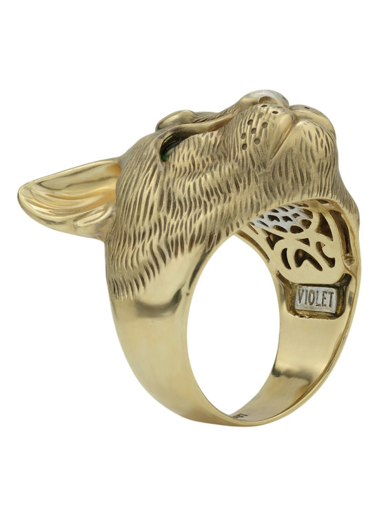 Кольцо из лимонного золота c эмалью