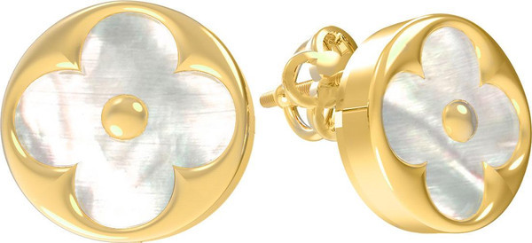 Серьги из лимонного золота c перламутром